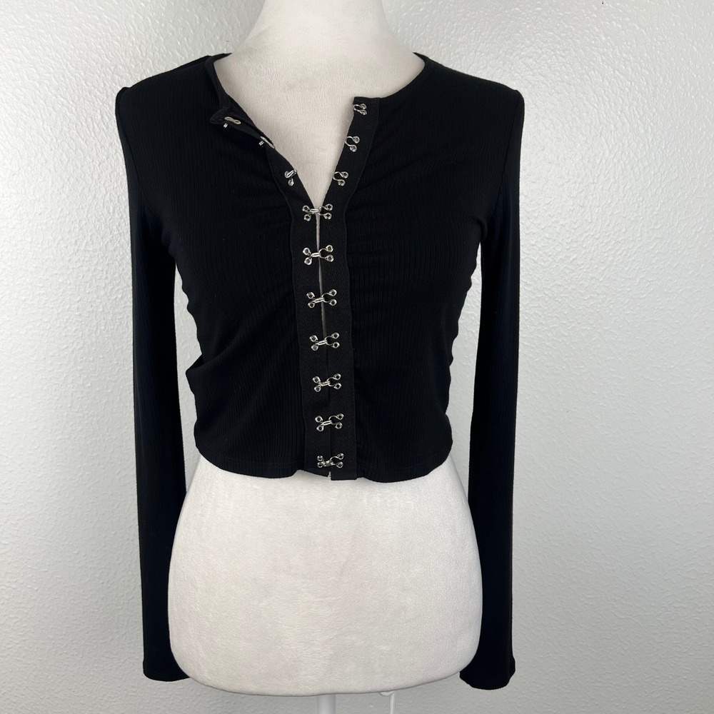 Y2K Gorpcore Ribbed Top Small Silver Hooks Grunge 90s 00s Baddie Alternative